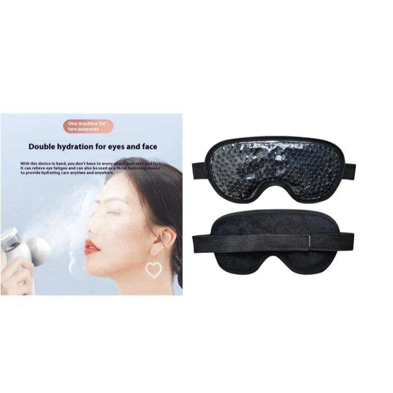 White USB rechargeable portable eye massager mask for hot and cold compress with atomising mist.