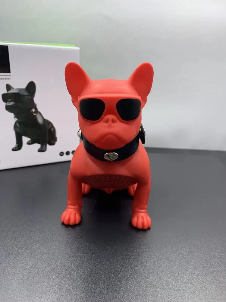 Mini bulldog-shaped Bluetooth wireless speaker in black, red, or white colours