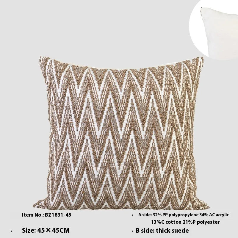 Chinese ancient style 45cm square cushion with feather velvet filler in maillard colour patterns