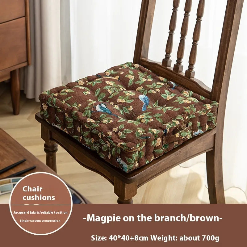 American style dining chair cushion with flower pattern, 40×40×8cm dimensions with pp cotton filling for waist support