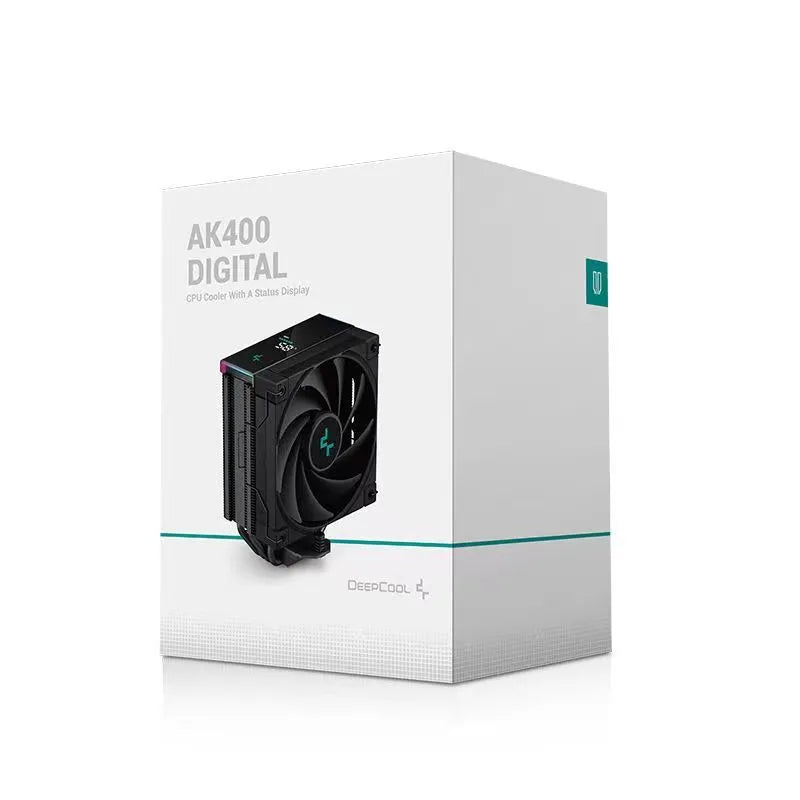 Deepcool AK-Series dual tower CPU air cooler with digital display and 120mm fan