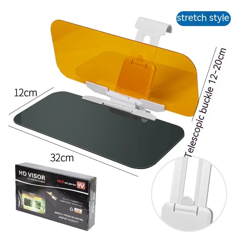Car anti-glare sun visor with telescopic adjustment and dual-use anti-high beam goggles design