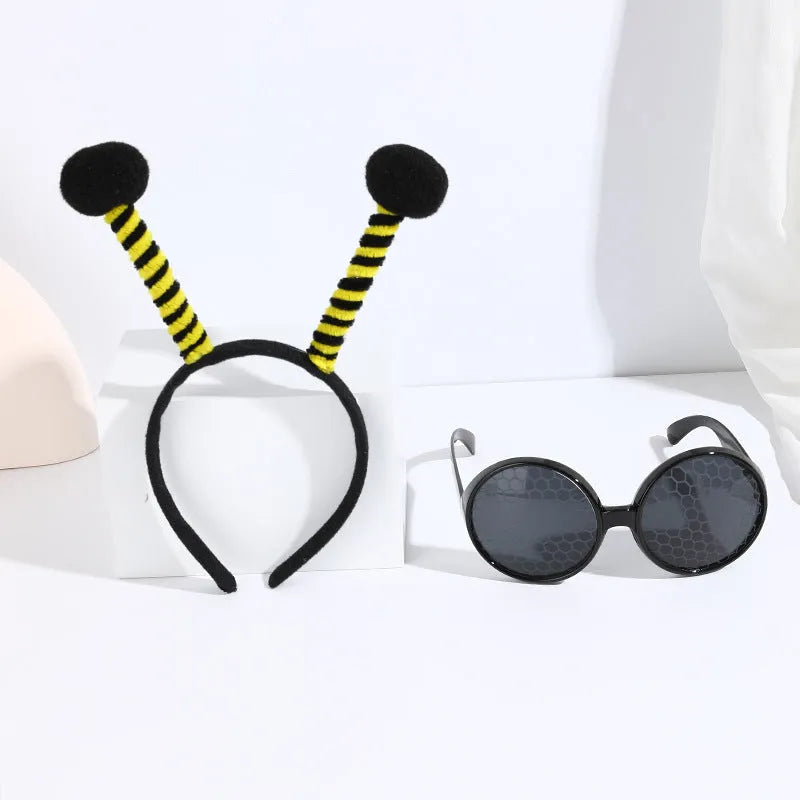 Children's yellow bees fancy dress headband and glasses costume set with insect decorative elements