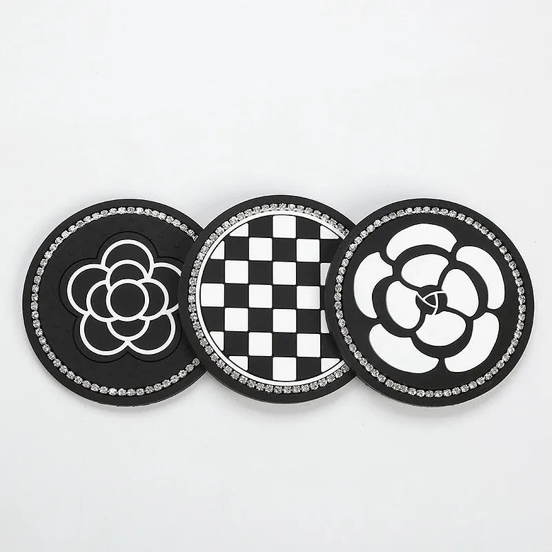 PVC car cup holder mat insert in choice of four patterns for door slot protection