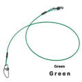 54cm steel wire fishing leaders with double buckle pin in black, green, and red colours