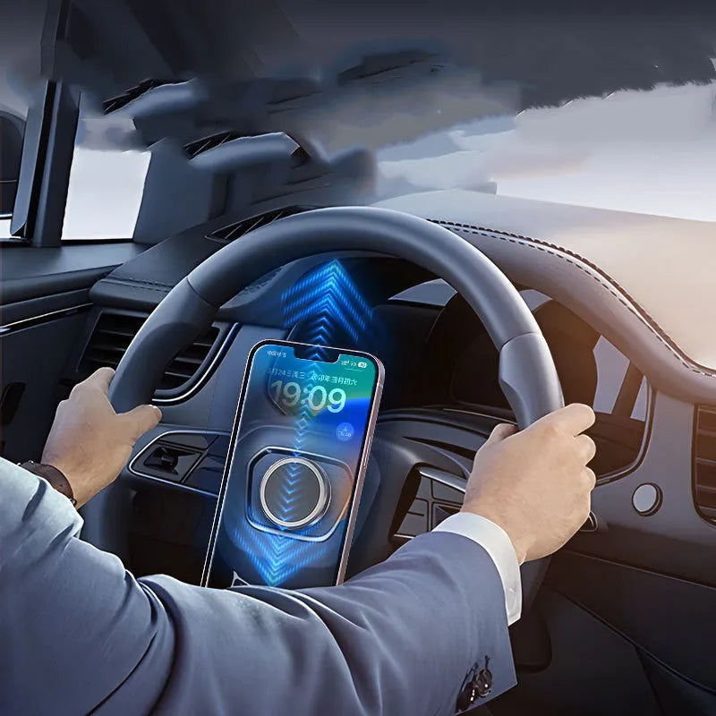Obsidian Black magnetic adsorption mobile phone holder with alloy construction and centripetal force mechanism