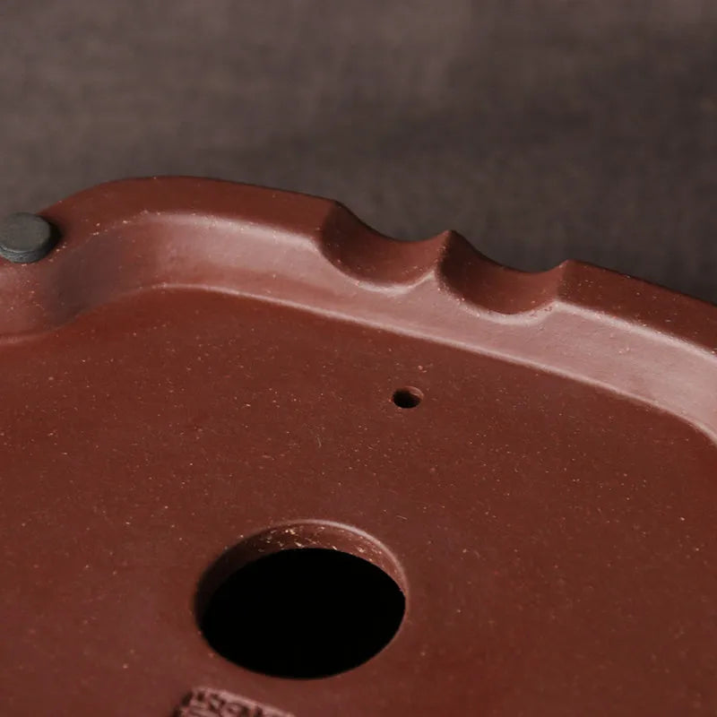 Handmade purple clay bonsai basin with classical Chinese design and 25cm length dimensions
