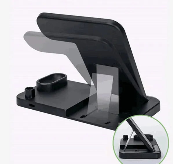 4-in-1 wireless charging station with adjustable stand for Apple Watch, iPhone, AirPods, and Apple Pencil