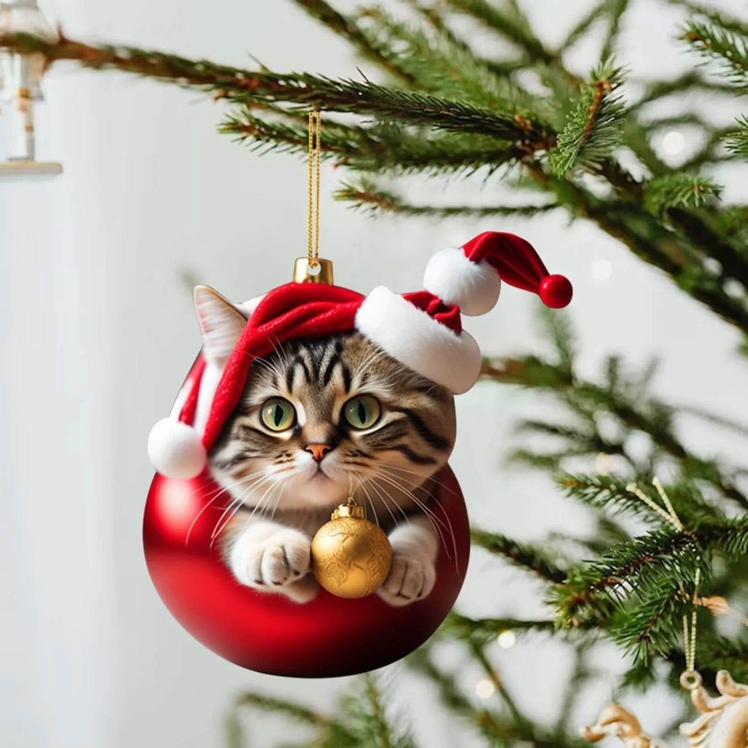 Christmas cartoon kitty car hanging ornament in acrylic with colourful design options