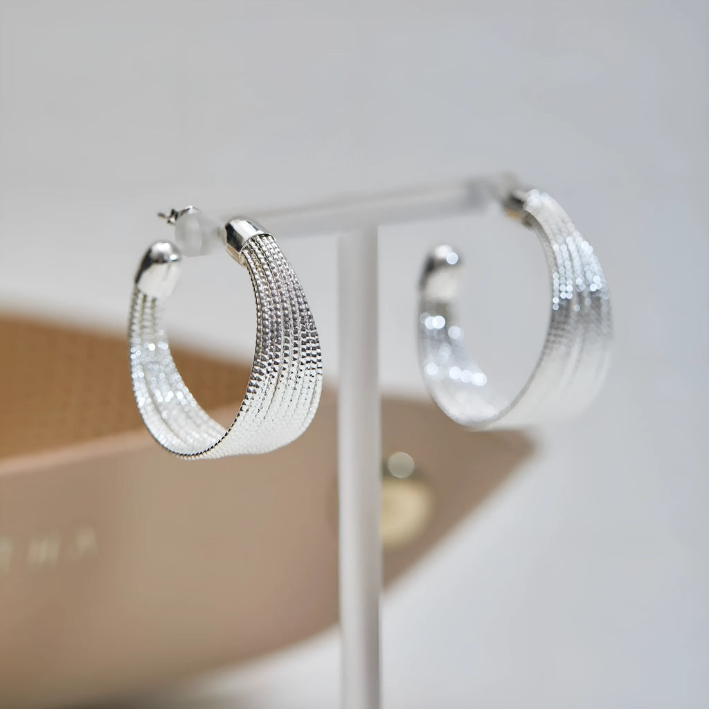 Geometric simple bracelet earrings for women in silver and gold with stud and clip style options