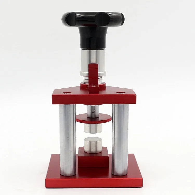Spiral watch repair tool presser with a set of 20 plastic moulds for back covers and caps.