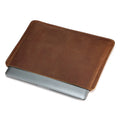 Men's horizontal computer liner bag in genuine crazy horse leather brown colour