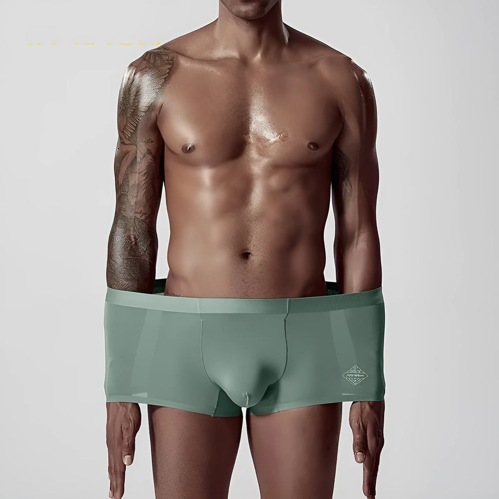 Men's seamless modal underwear in green, pink or white with mid waist design