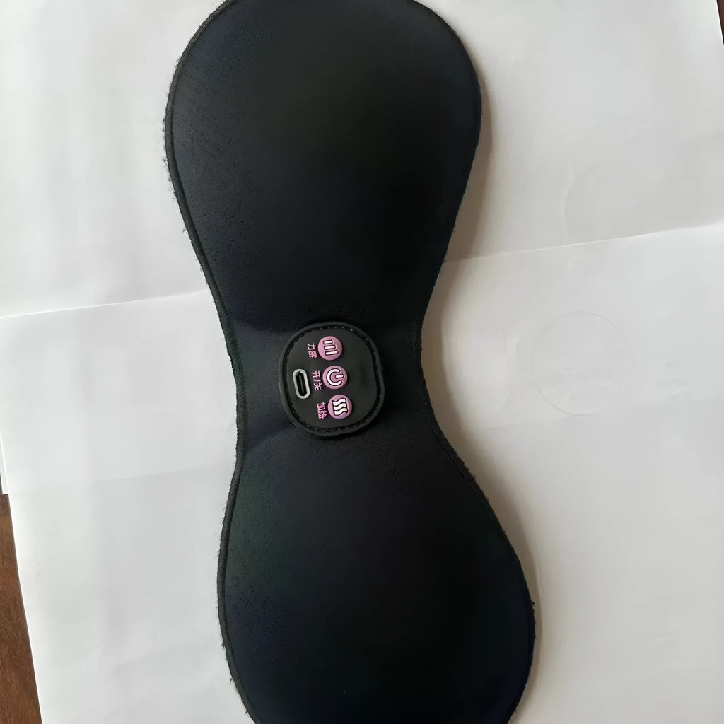 Black electric massage bra inner cushion with adhesive chest stickers and three-key control
