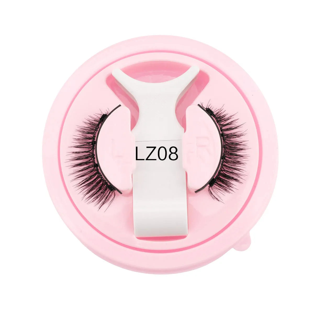 Set of reusable waterproof false eyelashes with thick artificial fibre strands and a flexible glue-free band.