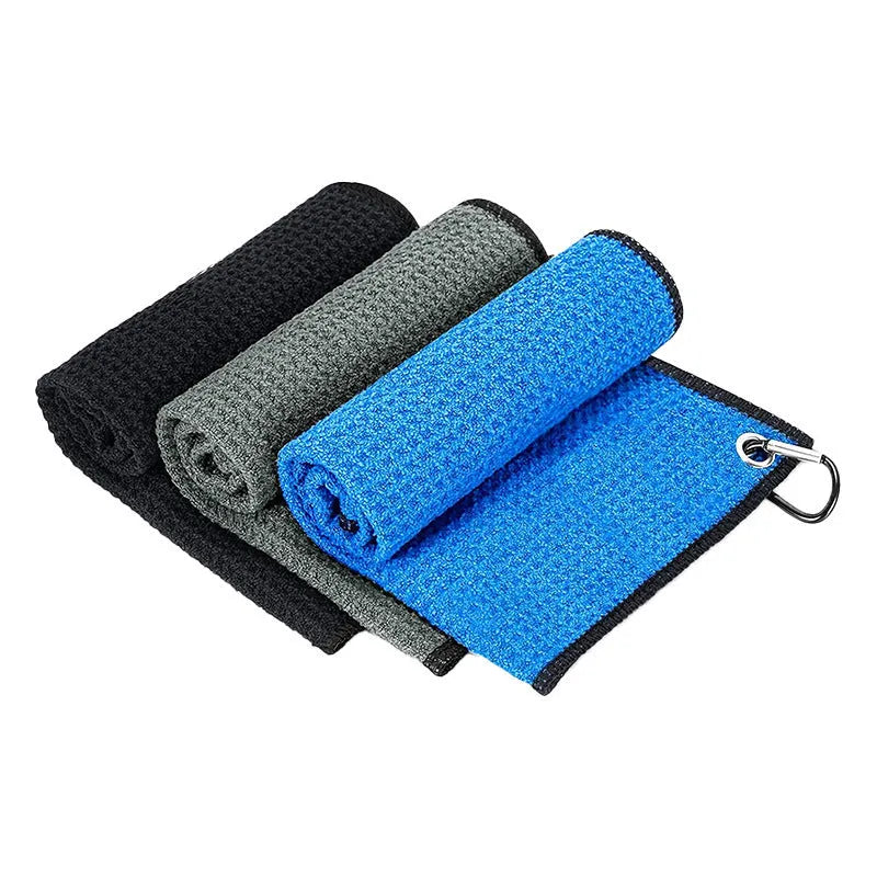 Waffle weave golf ball cleaning cloth towel showing textured surface in selected colour
