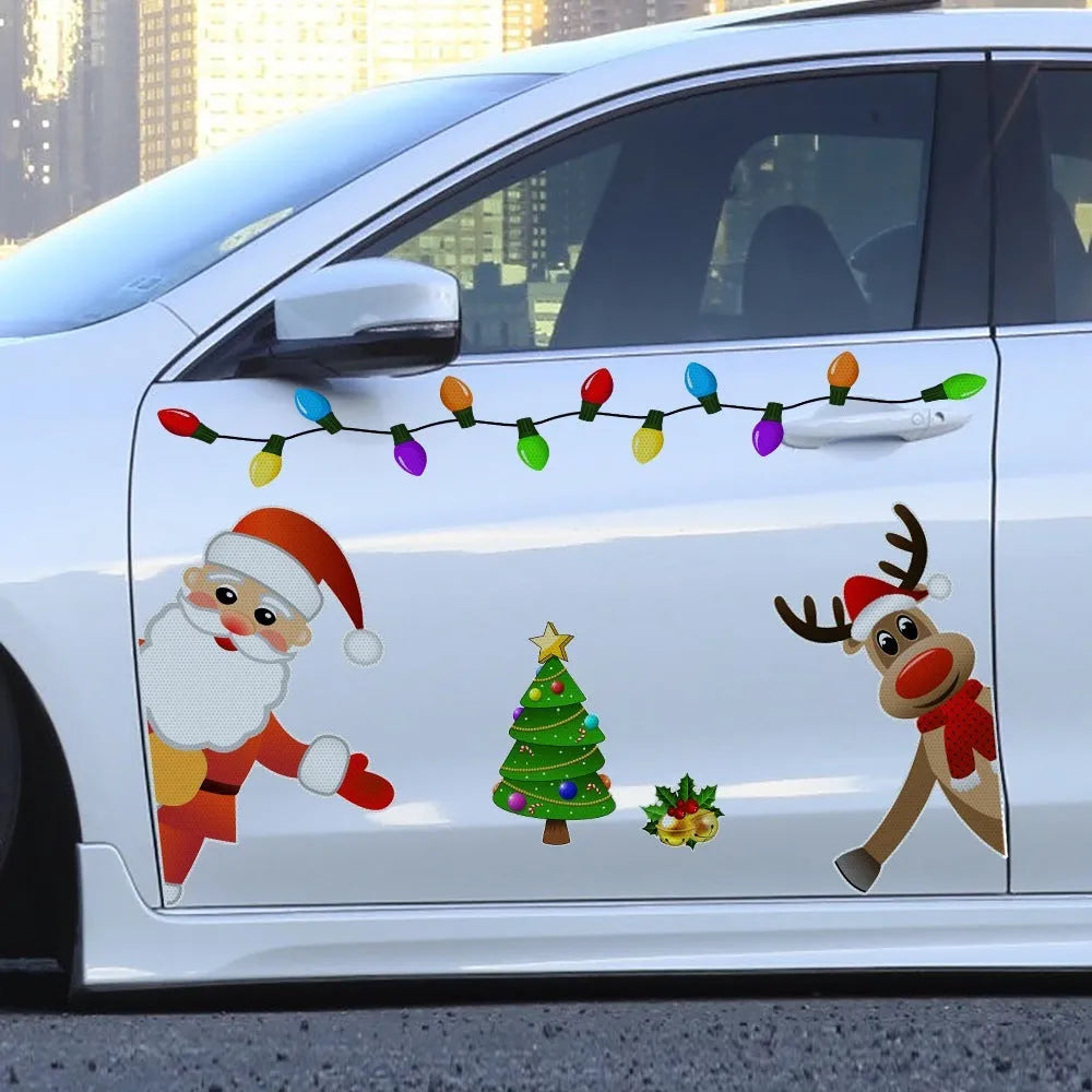Medium Christmas elk reflective magnetic car decoration sticker in cartoon style.