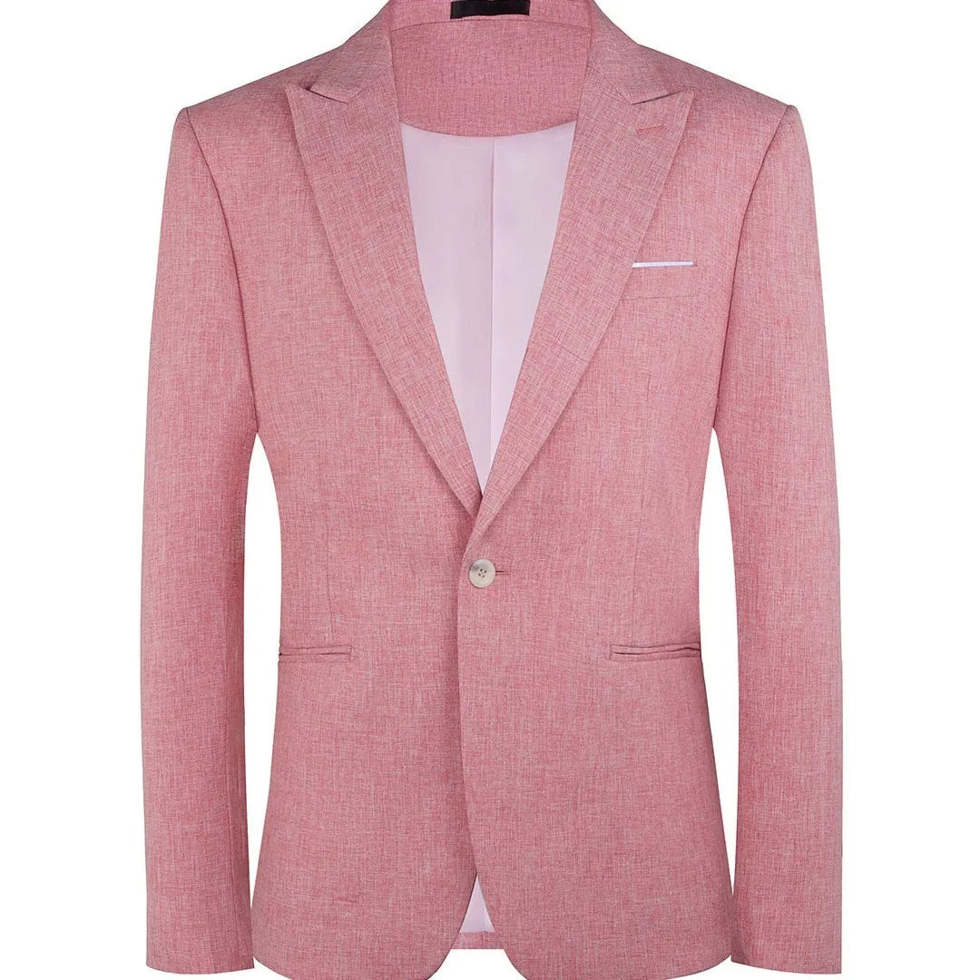 Men's light blue Western style suit jacket showing front view with Asian sizing options