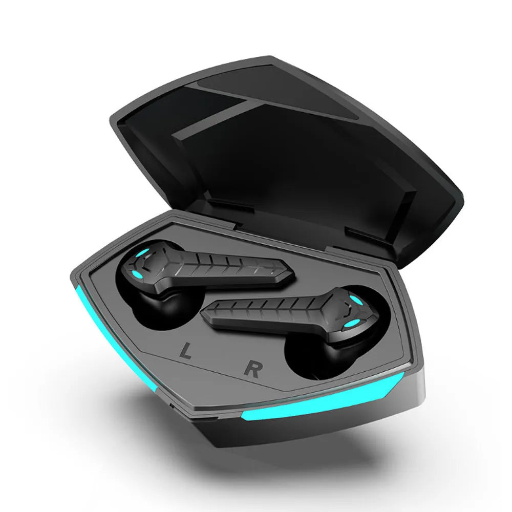 X15 wireless in-ear Bluetooth gaming headset in charging case with earbuds shown.