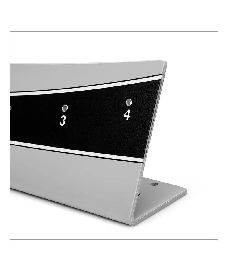Golf putter trajectory balance simulator with adjustable push rod balancer on PVC frame