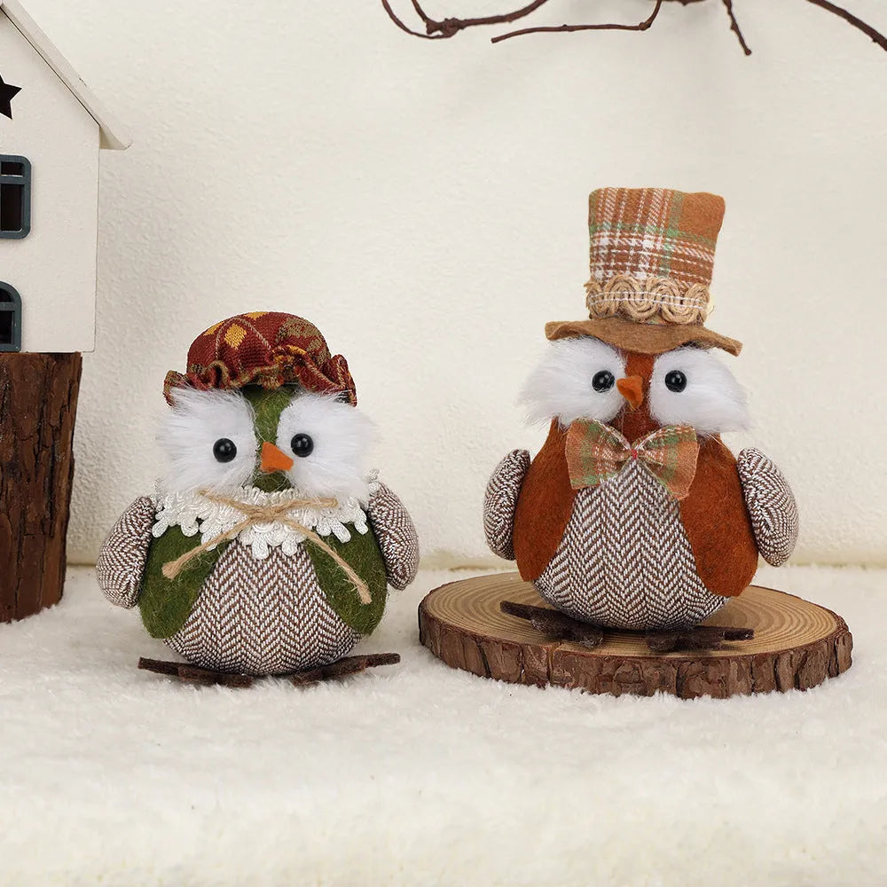 Orange or green Thanksgiving owl pendant ornament for window or desktop holiday decoration