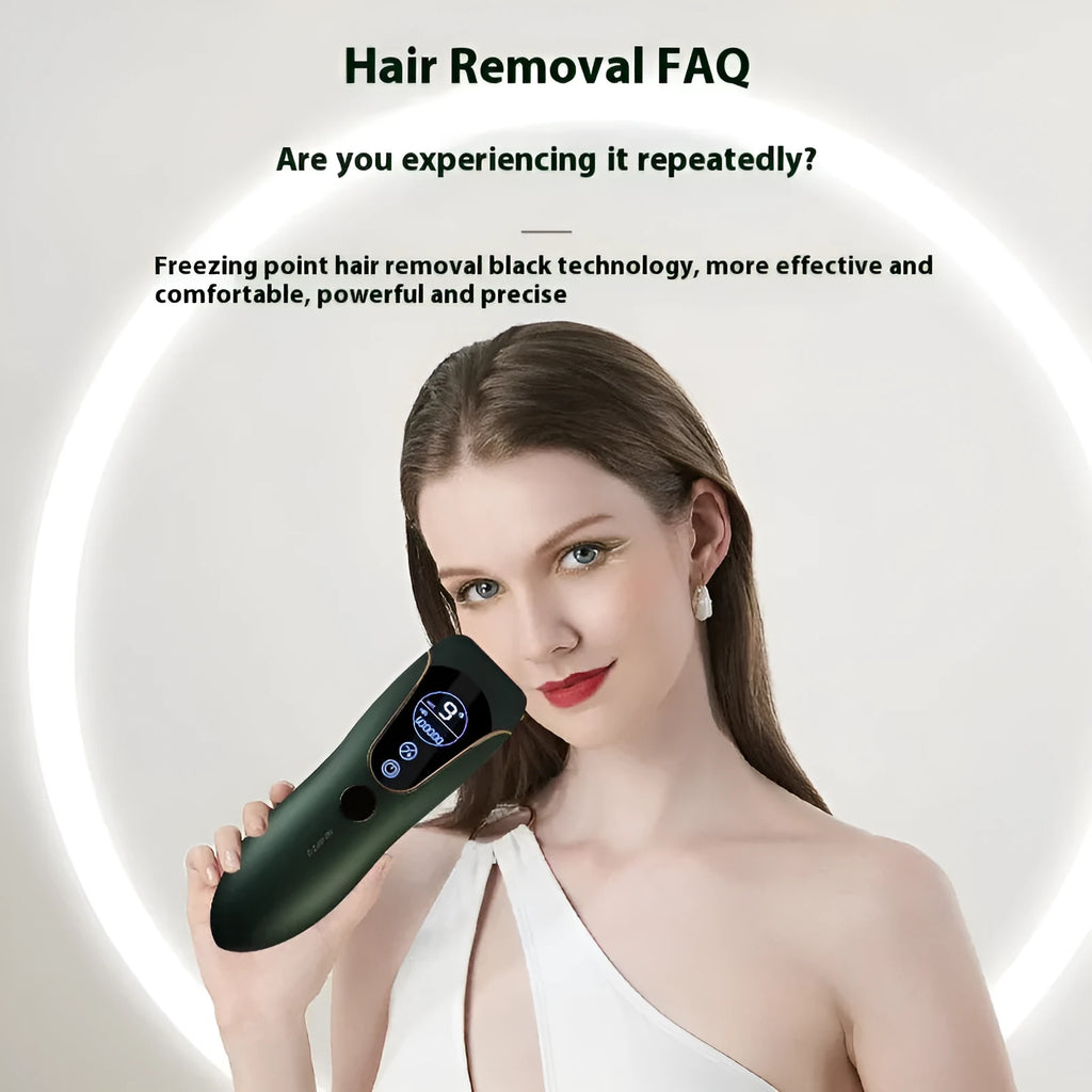 Freezing point hair removal device in white colour with sundial design and ice cooling function
