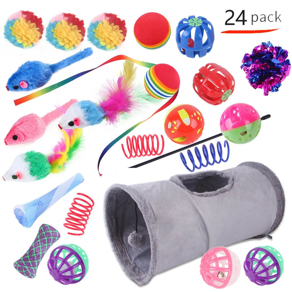 Plastic cat channel toy maze with colourful tracks and accessories for feline play