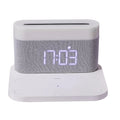 Black or white desktop wireless charger with digital clock display and night light function