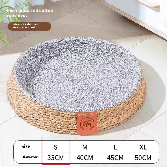 Woven rattan cat nest basket pet bed in four size options S M L XL