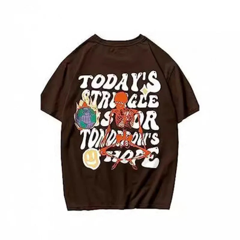 Men's printed streetwear sports t-shirt in polyester flat mop cloth fabric with digital pattern