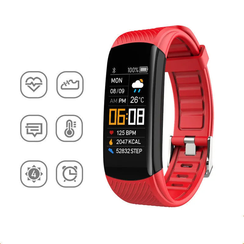 Waterproof silicone pedometer bracelet with touch screen display in multiple colour options