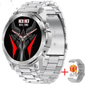 Bluetooth call sports watch with round AMOLED display on a silicone strap, showing health metrics.