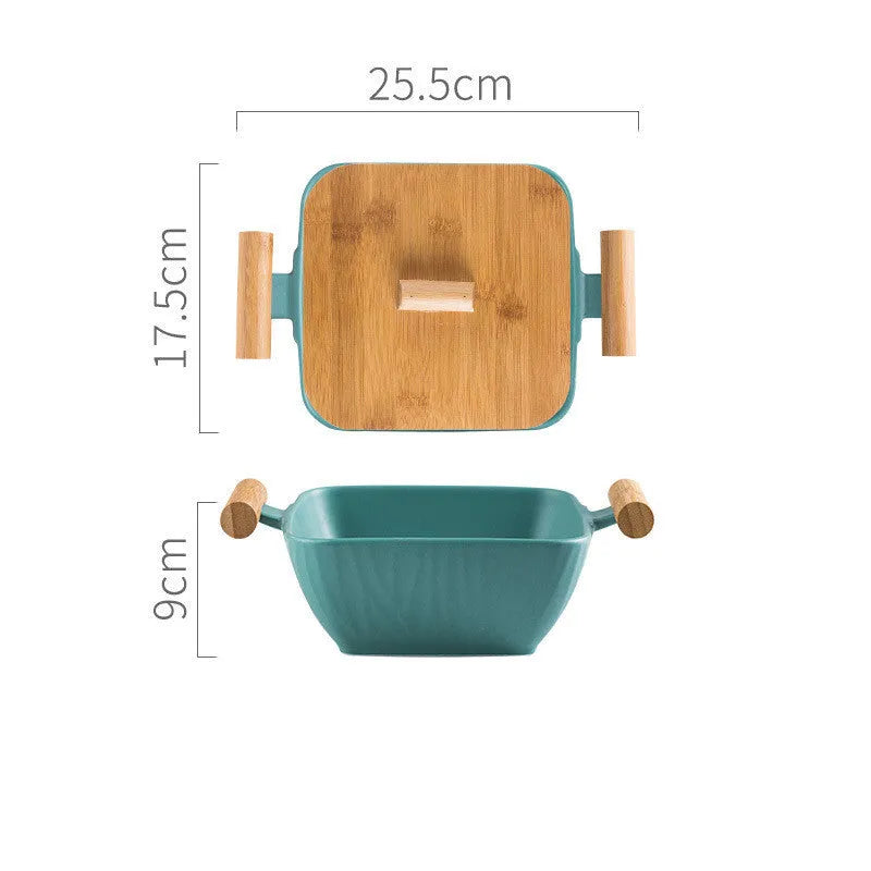 Porcelain bowl with lid in irregular shape design available in multiple colours