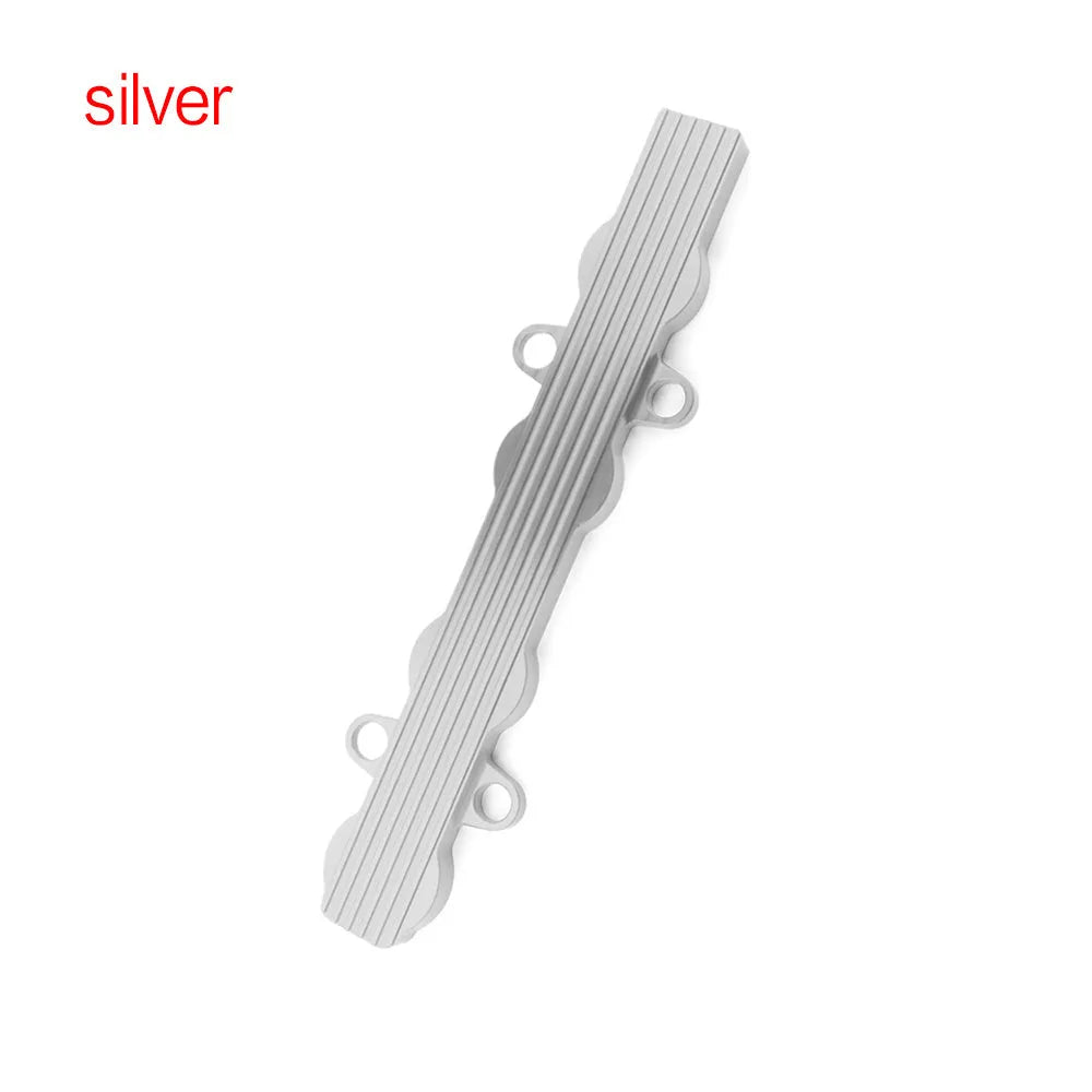 Aluminium engine harness cover in blue, red, or silver, shown with and without mounting holes.