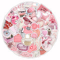 3D decorative stickers with pink girl heart patterns in light colours, showing Type A and Type B designs