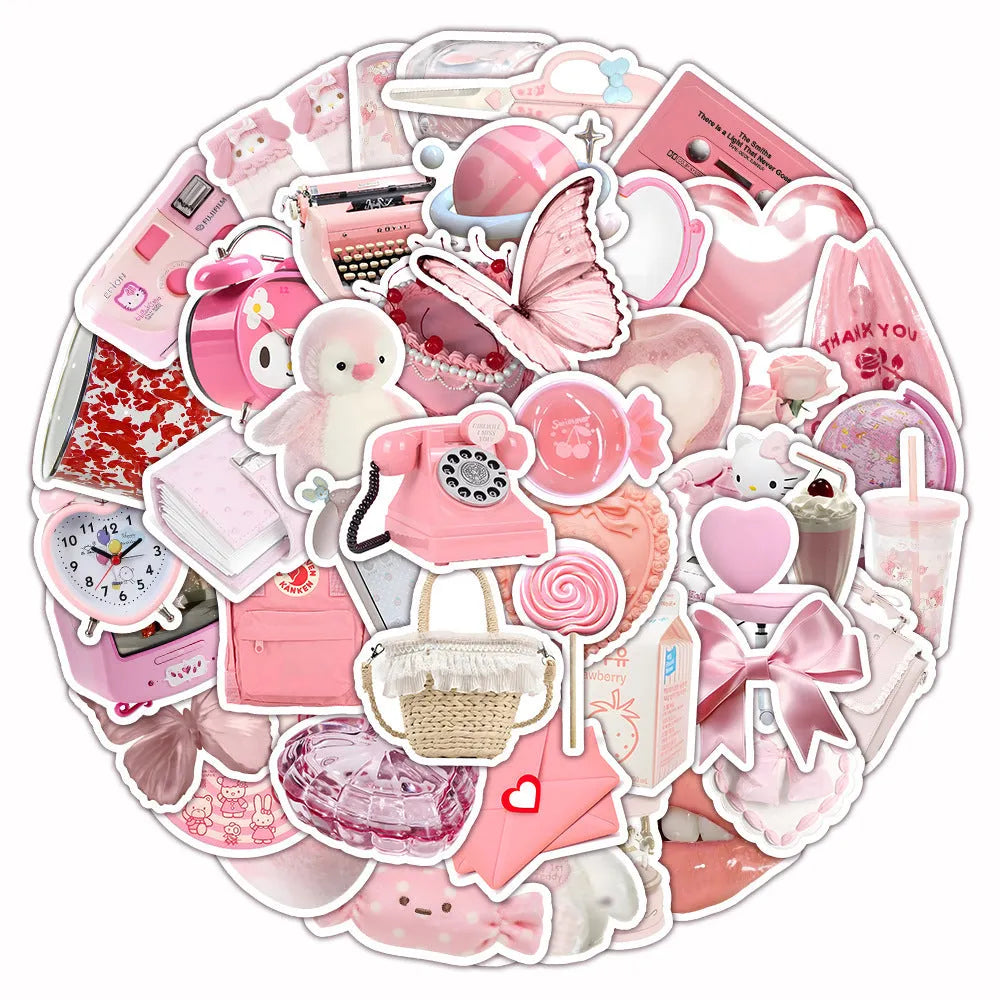 3D decorative stickers with pink girl heart patterns in light colours, showing Type A and Type B designs