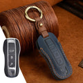 Porsche key cover in genuine cowhide leather with retro bag buckle design