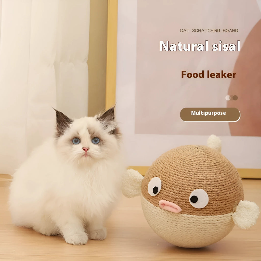15cm cube sisal hemp puffer leakage food feeder puzzle toy for cats and dogs