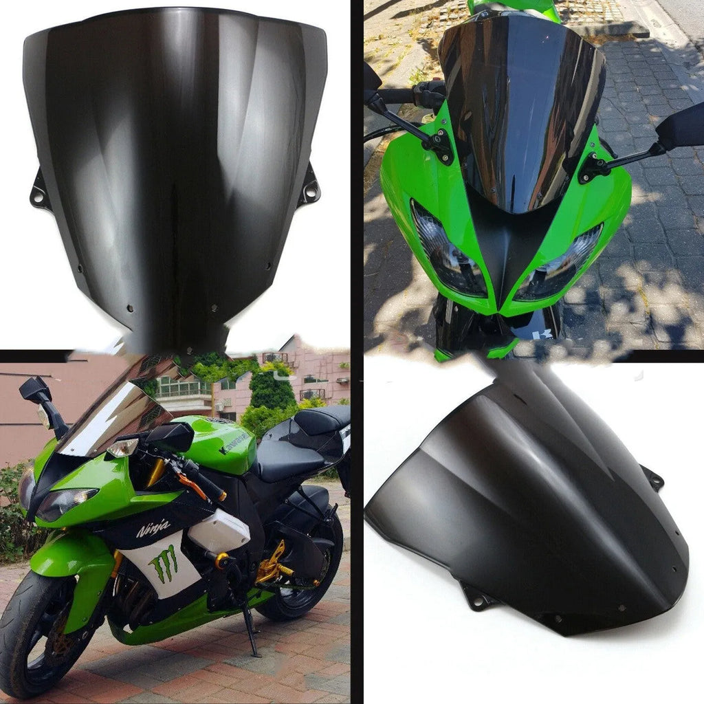 Blue and brown motorcycle windscreen for Kawasaki ZX-6R and ZX-10R models