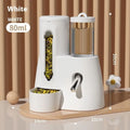 Hamster automatic drinking water feeder with food basin in white, blue or pink colour options