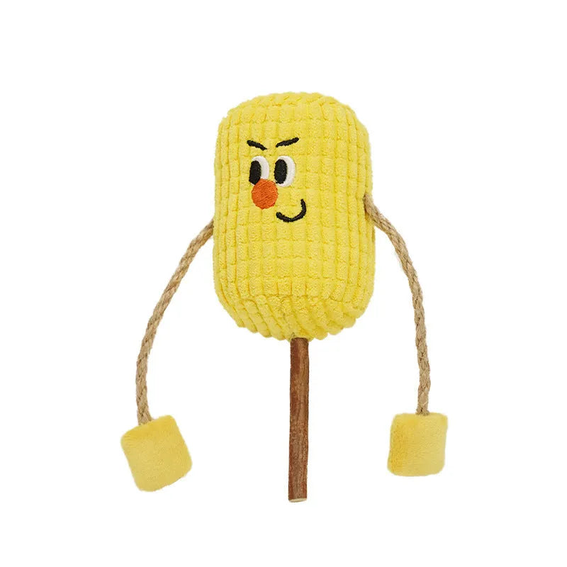 Corn cob shaped polio wood cat dental chew toy with catnip for tooth cleaning