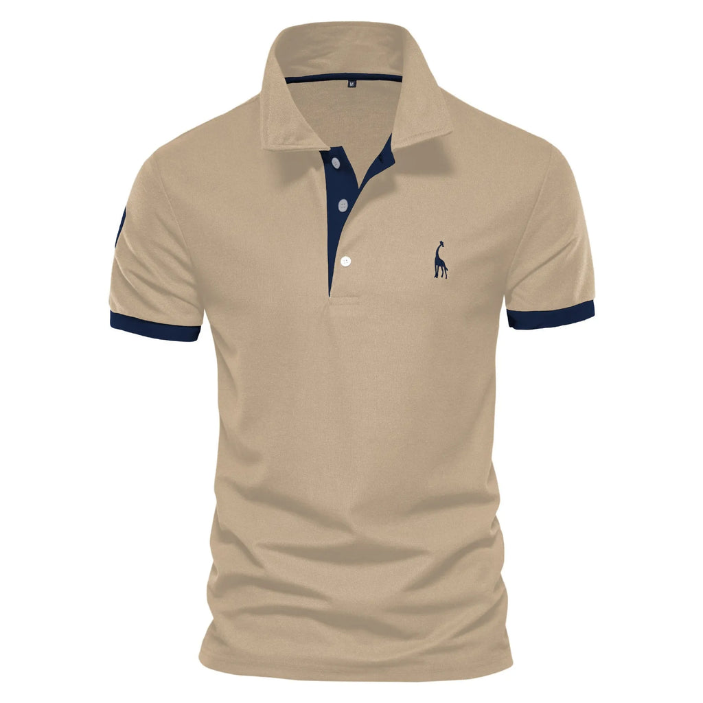Men's slim fit cotton blend T-shirt with a deer embroidery on the chest, shown in a choice of colours.