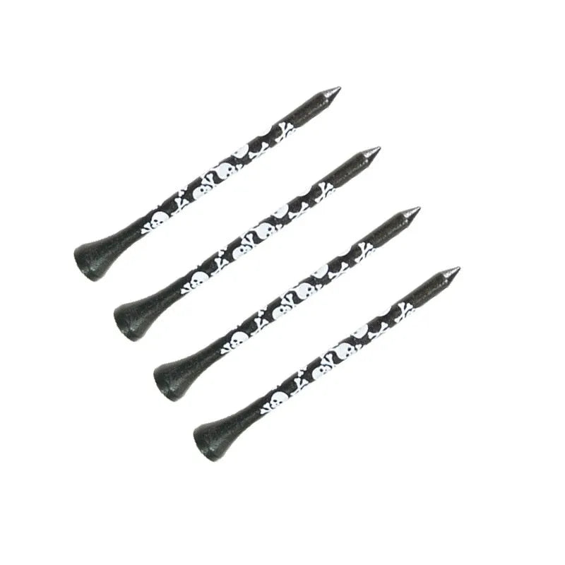 Black skull print bamboo golf dowel pins in 70mm and 83mm length options