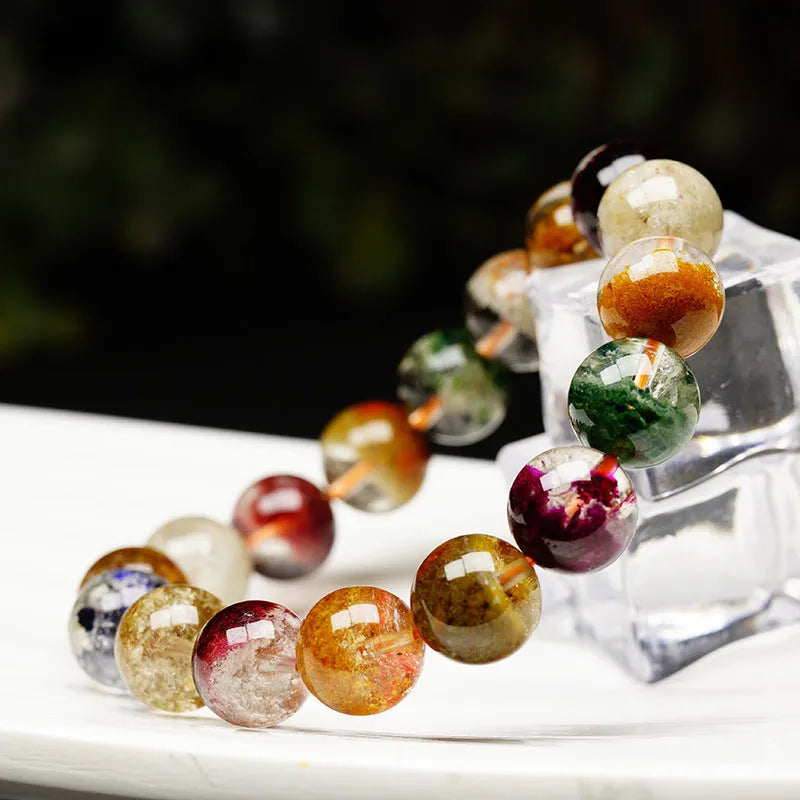 Crystal ball bracelet with colourful ghost cornucopia pattern and 10mm beads in ethnic style