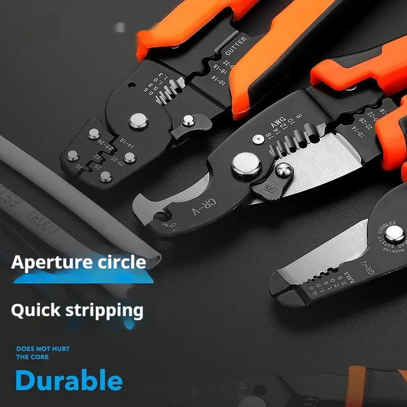 Fully automatic wire stripping pliers with high carbon steel blades for electricians