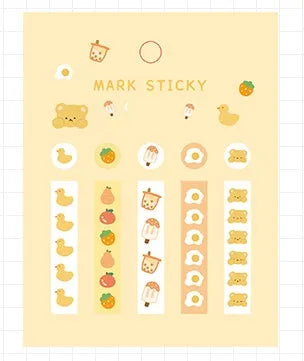 Pack of PVC plastic index stickers in various colours and styles, sized 15mm by 50mm for page marking.