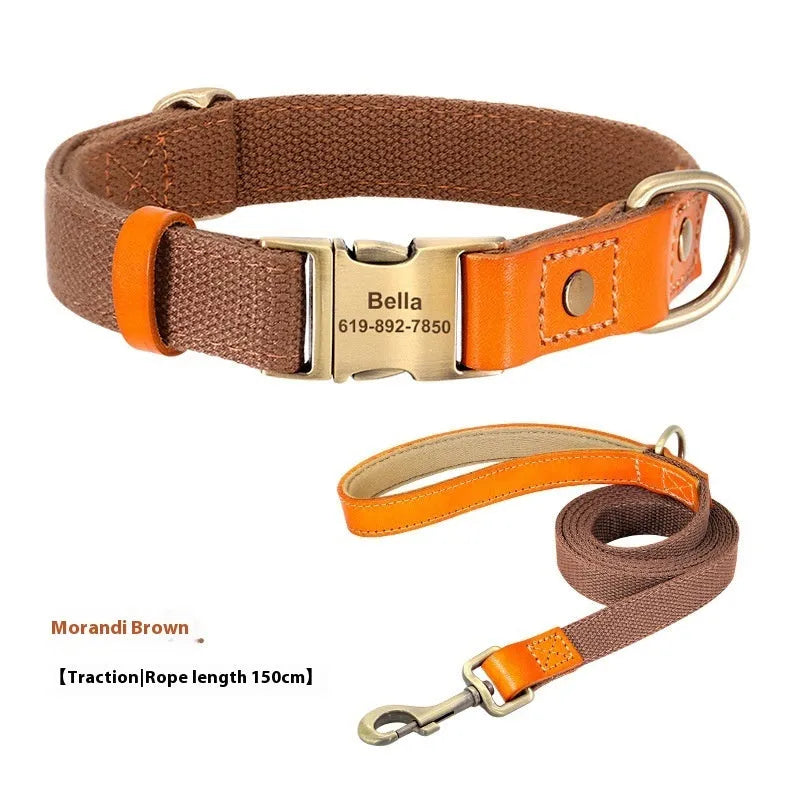 Small dog mohair collar and matching leash set shown in one of six colours: green, light blue, grey, brown, black, or dark blue.
