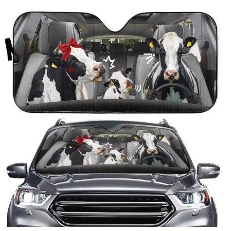Telescopic aluminium foil car sun visor extended on a car windshield
