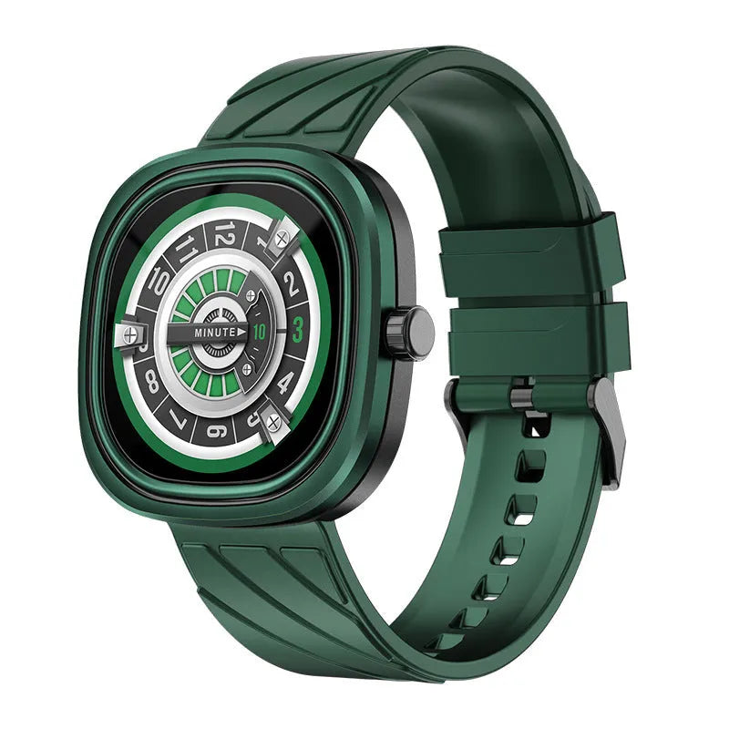 Fashion Bluetooth smart bracelet sports watch with silicone band on a wrist, showing the 1.32-inch screen.