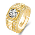 Large square diamond men's ring with adjustable opening in gold or platinum finish